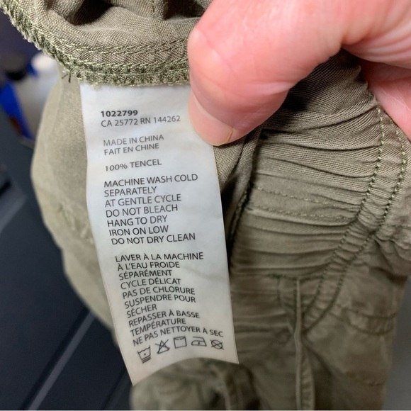 Dex Ankle Pants Sz M Flowy Lyocell Army Green Sun washed Pull on Casual Cargo - Picture 4 of 11